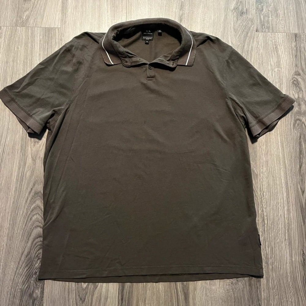 A|X Armani Exchange Men's Charcoal Logo Collar Polo Shirt XXL